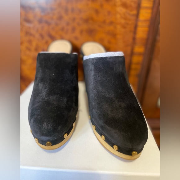 Veronica Beard Grita Black Suede Heeled Clogs Size 9.5 - Picture 7 of 8